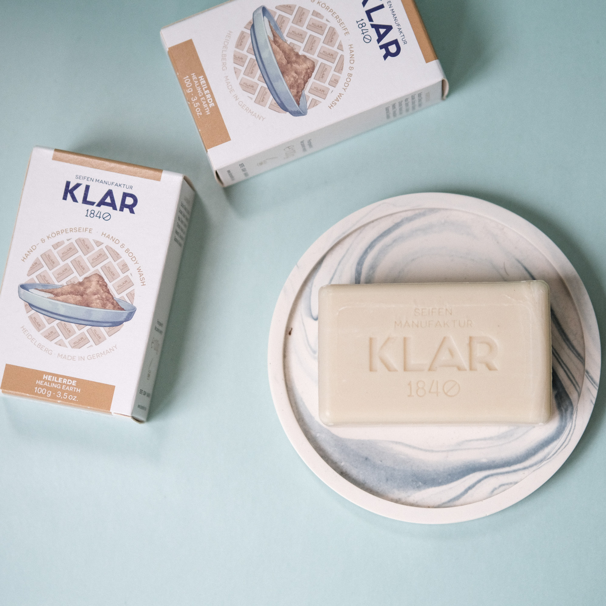 Heilerdeseife 100g, Cosmos zertifiziert, palmölfrei Klar Seifen