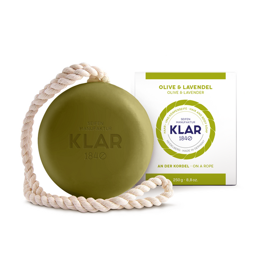 Haar- & Körperseife Olive/Lavendel 250g, Cosmos zertifiziert, palmölfrei Klar Seifen