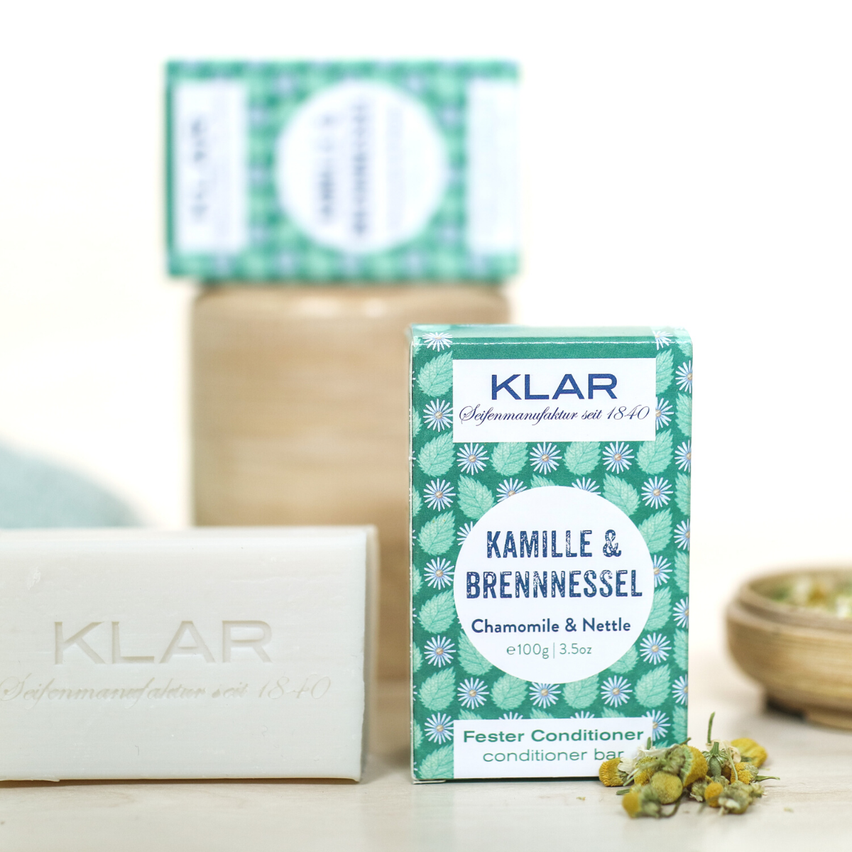 fester Conditioner Kamille & Brennnessel 100g (für störrisches Haar) Klar Seifen
