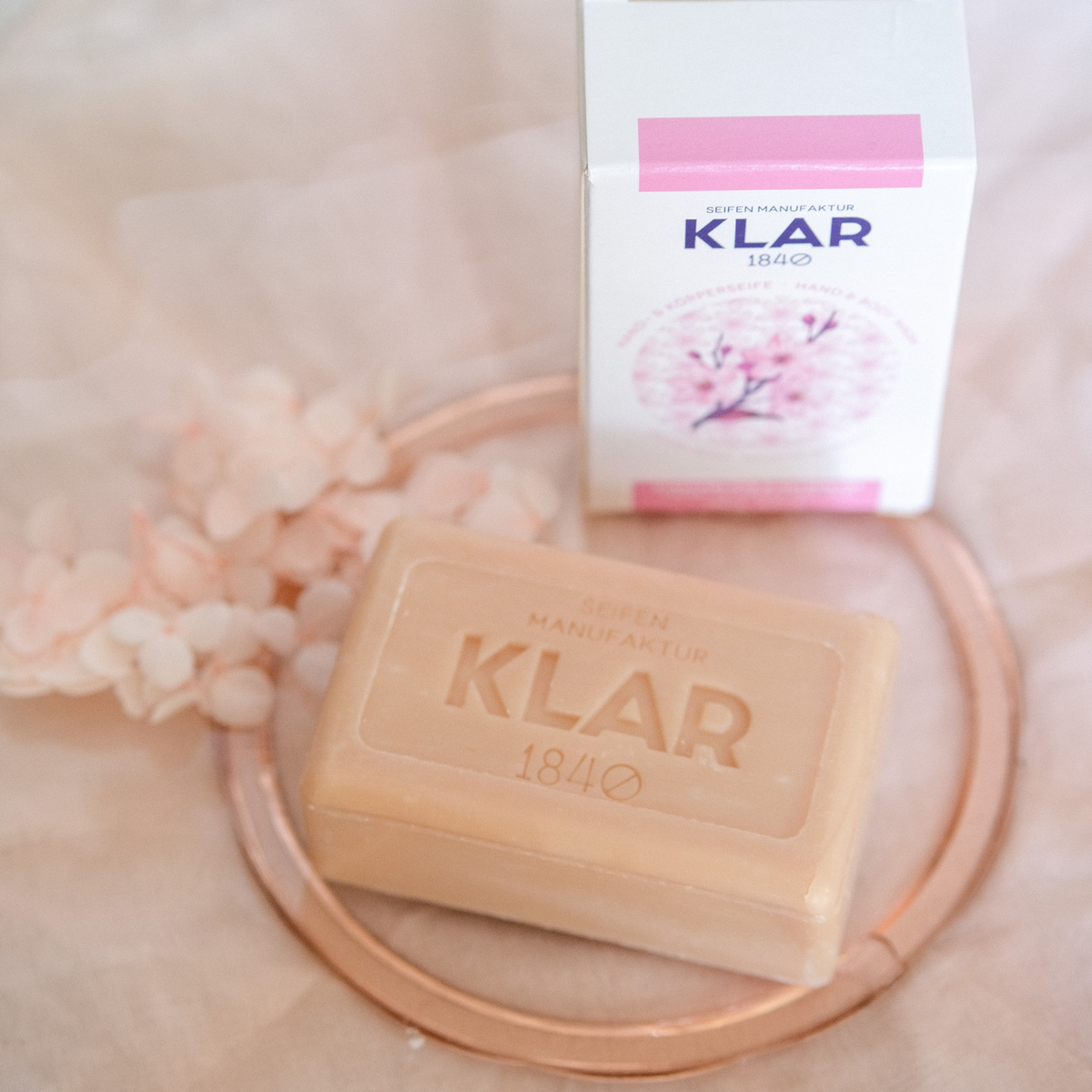 Kirschblüte- & Reismilchseife 100g, Cosmos zertifiziert, palmölfrei Klar Seifen