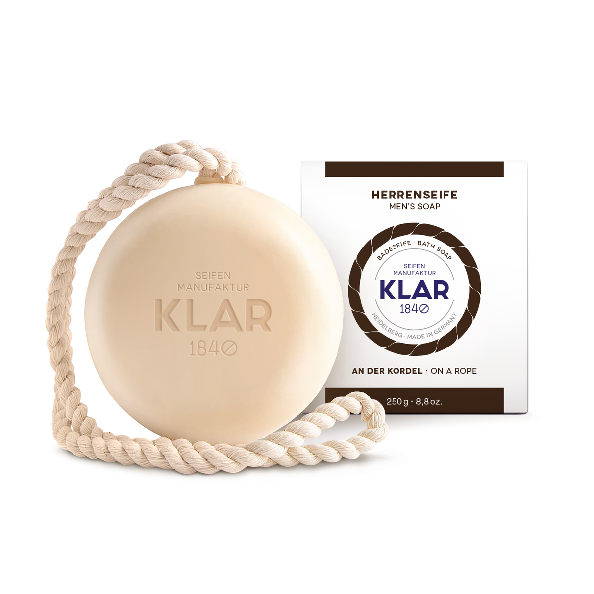 Badeseife Herren an der Kordel 250g, palmölfrei Klar Seifen