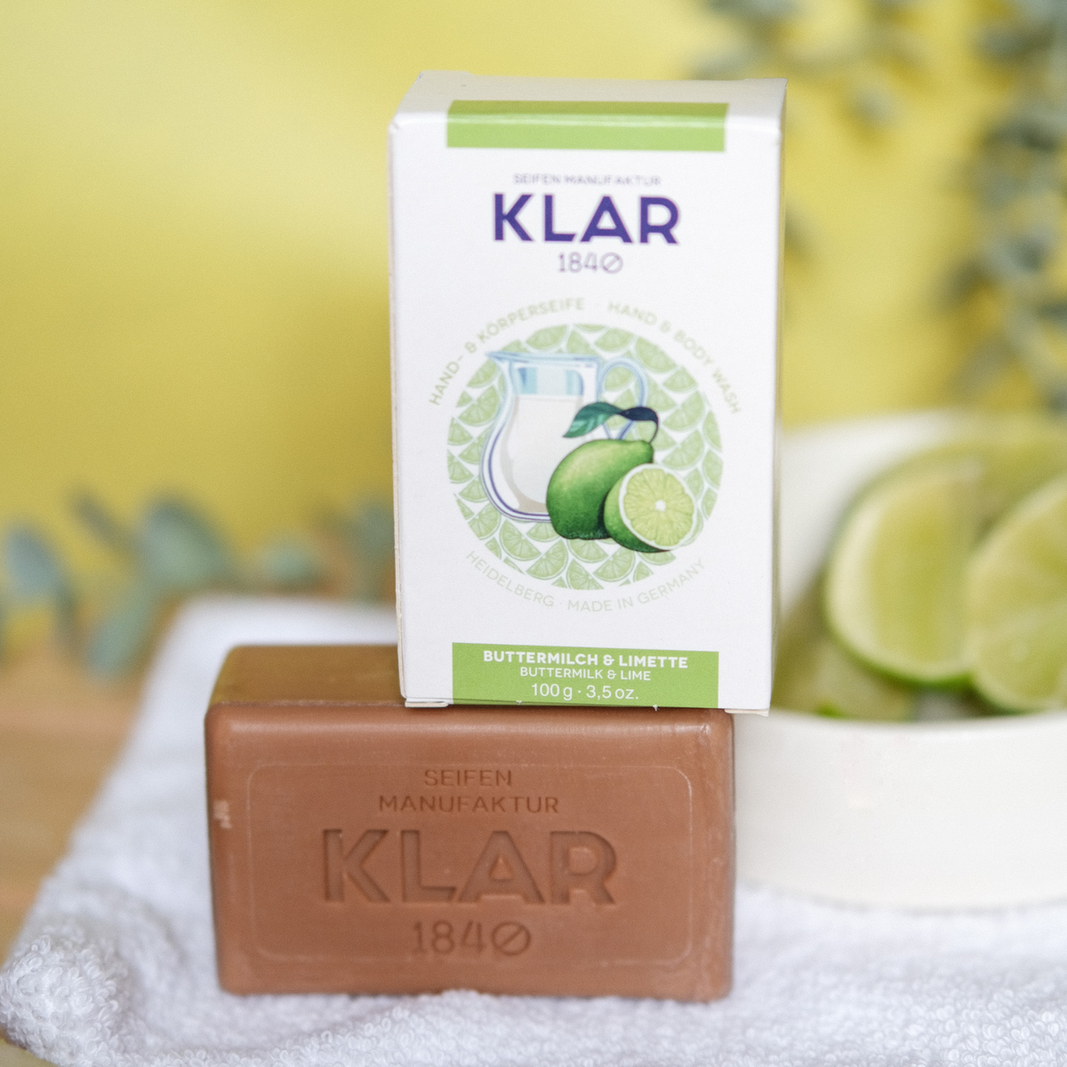 Buttermilch- & Limettenseife 100g, Cosmos zertifiziert, palmölfrei Klar Seifen