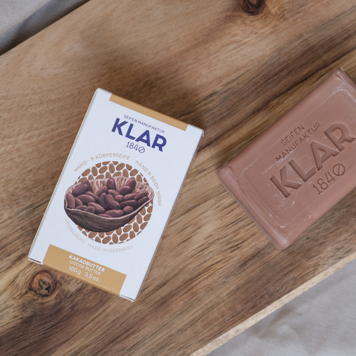 Kakaobutterseife 100g, Cosmos zertifiziert, palmölfrei Klar Seifen