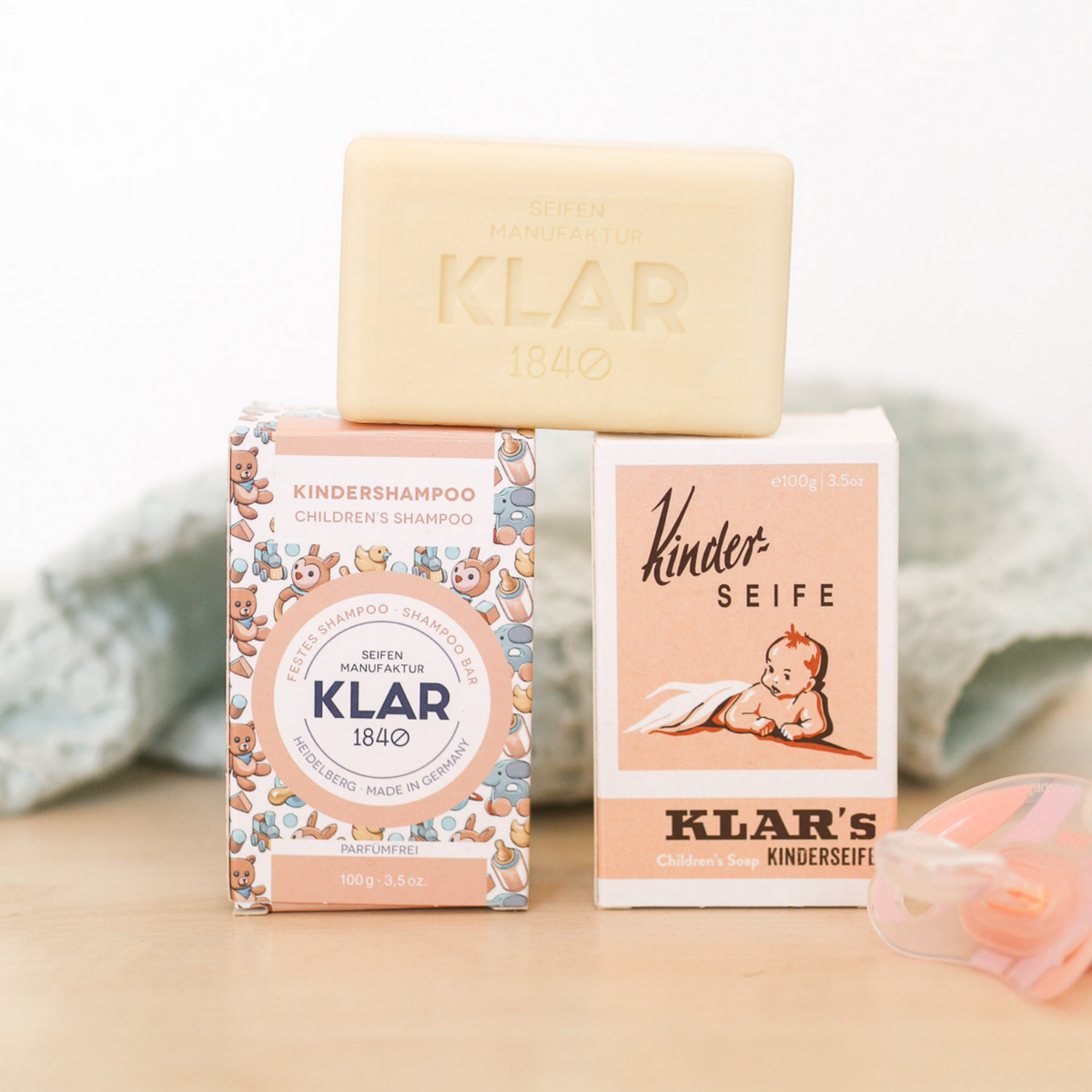 Set: Festes Shampoo & Seife für Kinder, parfümfrei Klar Seifen