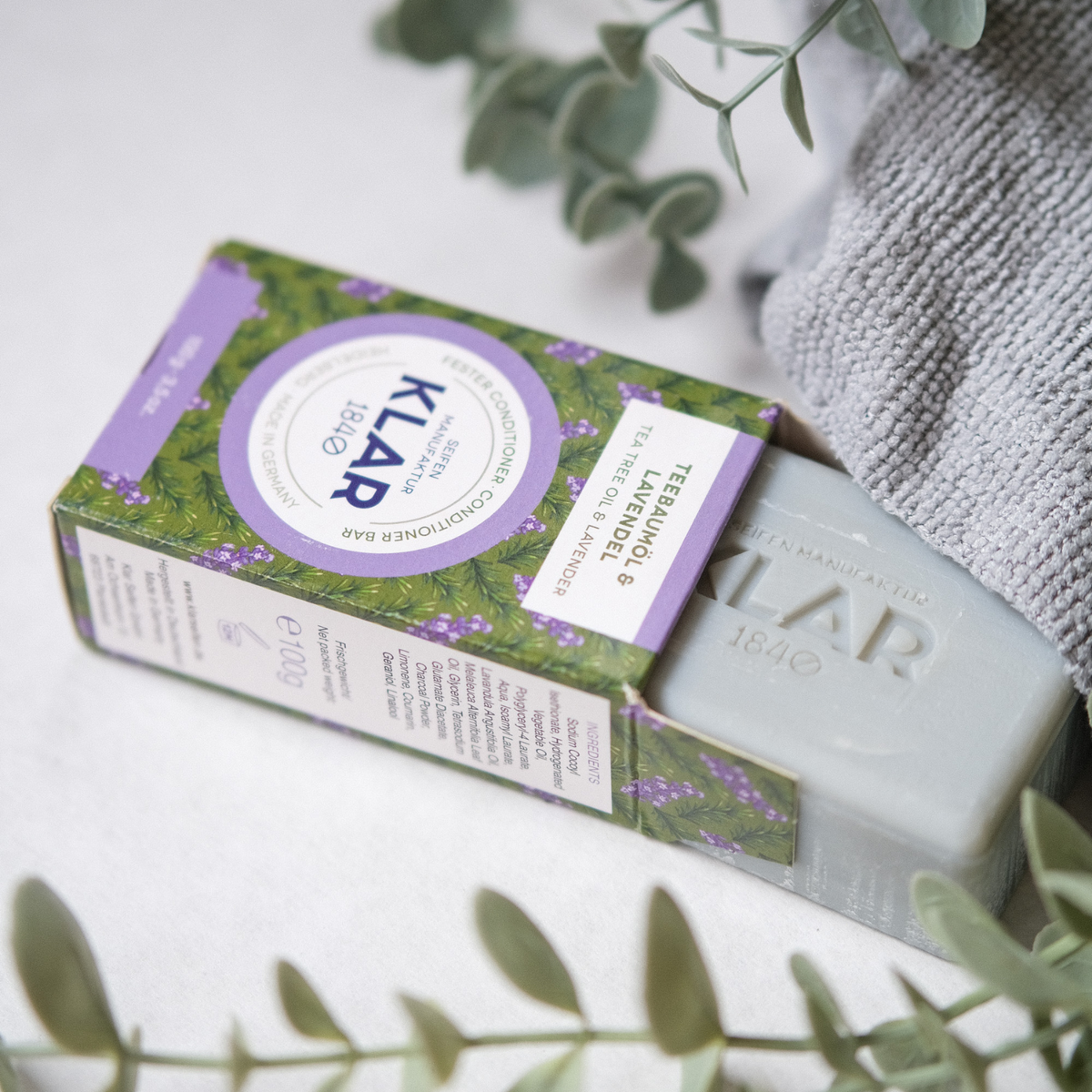 fester Conditioner Teebaumöl & Lavendel 100g (gegen Schuppen) Klar Seifen