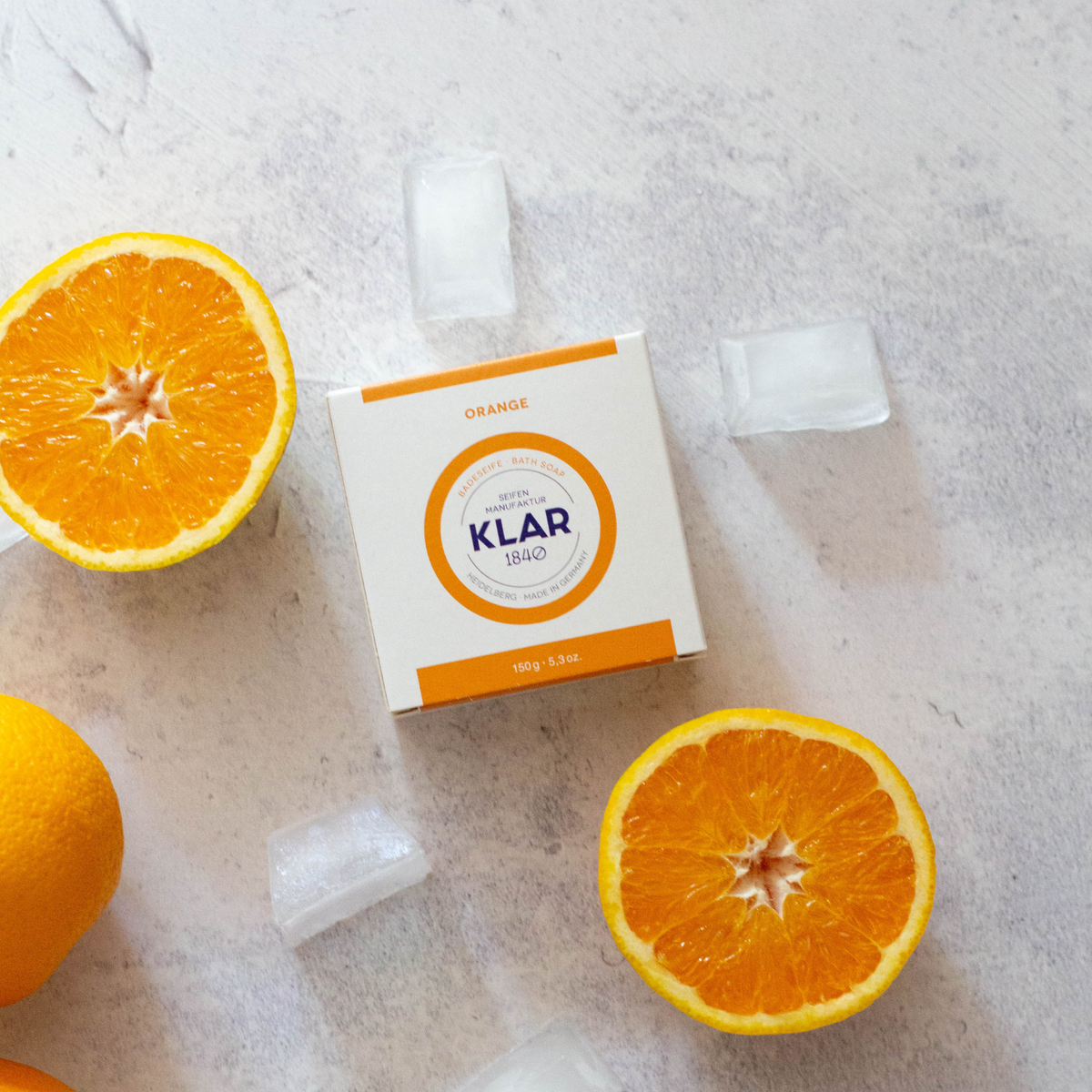 Badeseife Orange 150g, Cosmos zertifiziert, palmölfrei Klar Seifen