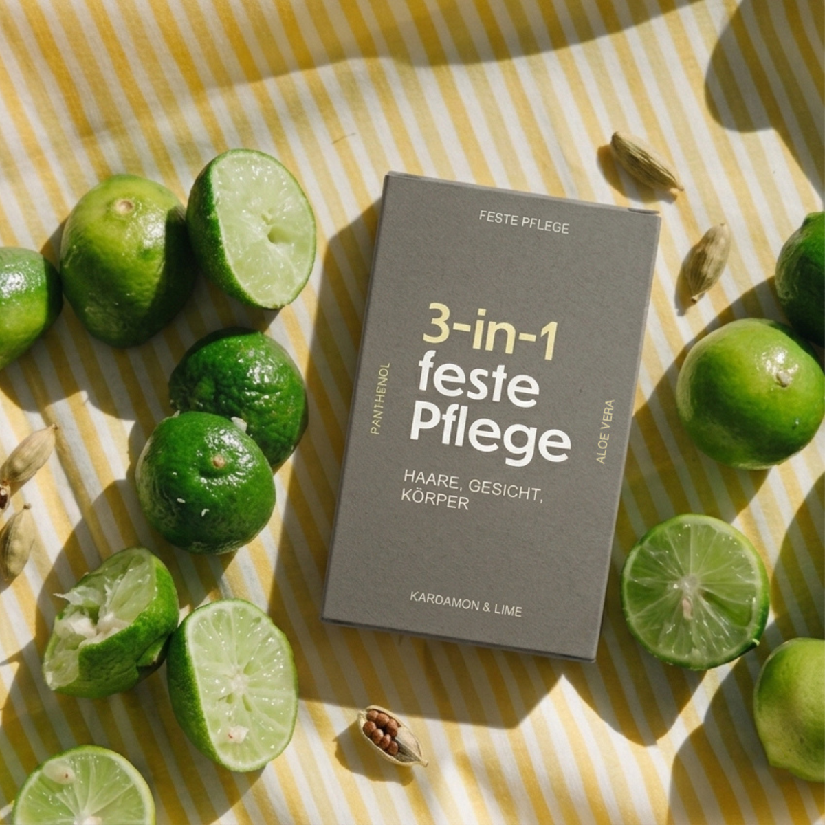 3-in-1 Feste Dusche Kardamom & Limette für Haare, Gesicht und Körper 100g
