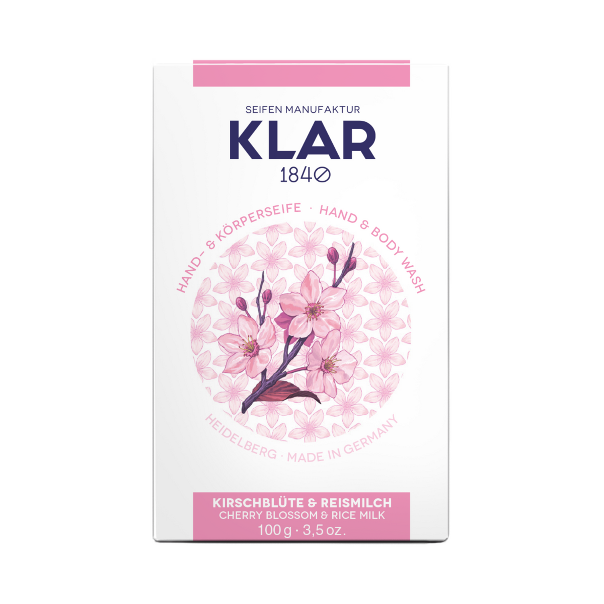 Kirschblüte- & Reismilchseife 100g, Cosmos zertifiziert, palmölfrei Klar Seifen