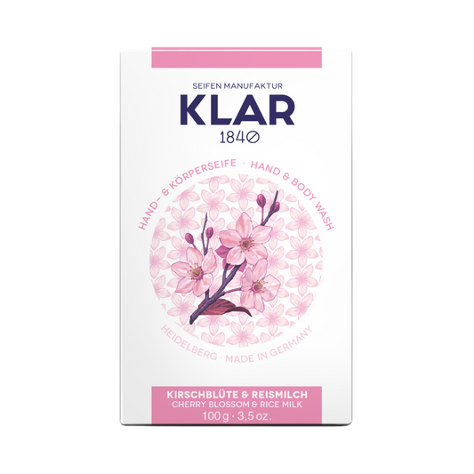 Kirschblüte- & Reismilchseife 100g, Cosmos zertifiziert, palmölfrei Klar Seifen