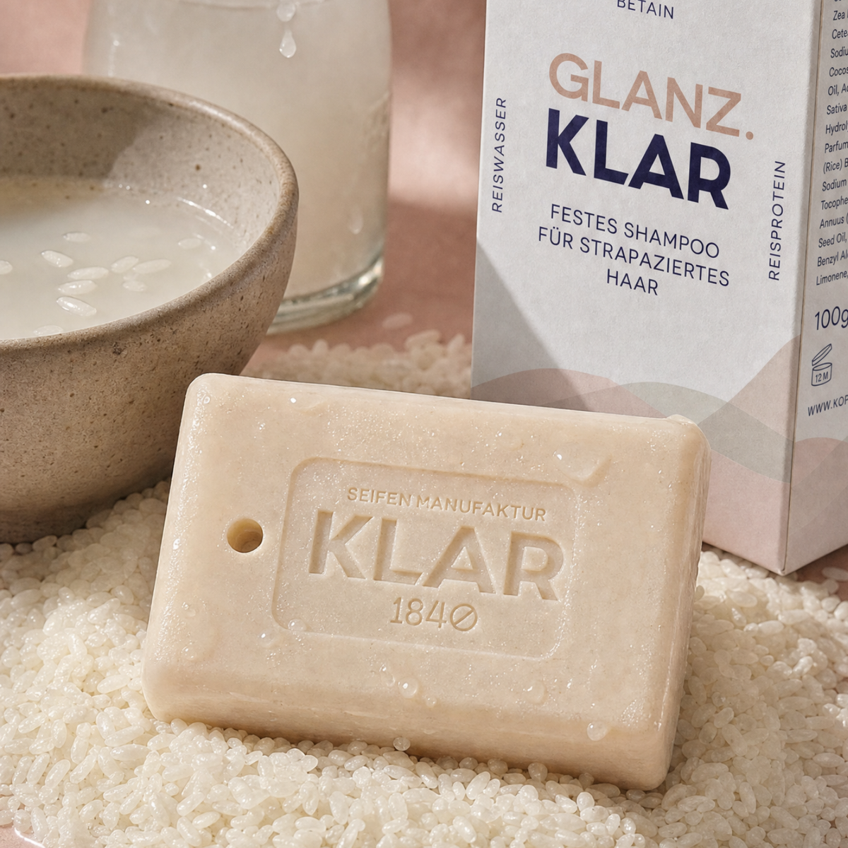 Festes Shampoo Reiswasser Glanz.Klar 100g