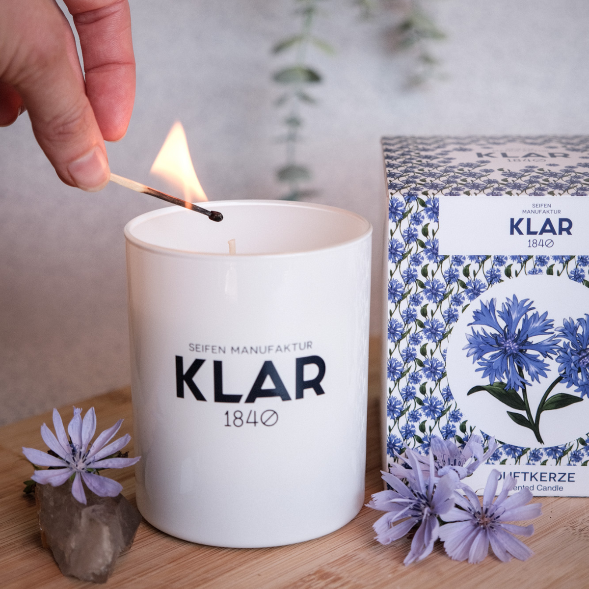 Duftkerze Blaue Blume Klar Seifen