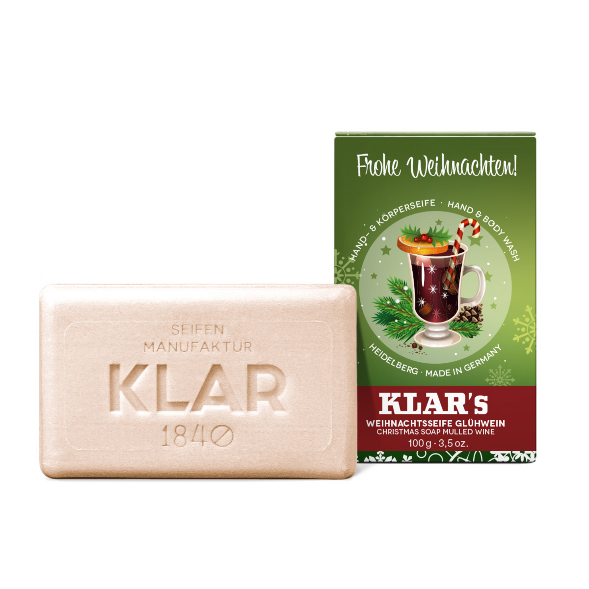 Weihnachtsseife Glühwein 100g, Cosmos zertifiziert, palmölfrei Klar Seifen