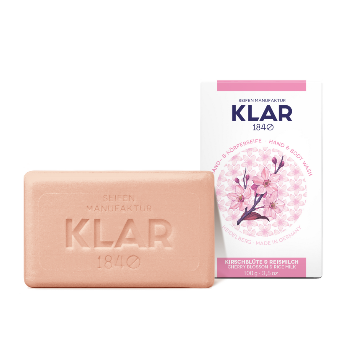 Kirschblüte- & Reismilchseife 100g, Cosmos zertifiziert, palmölfrei Klar Seifen