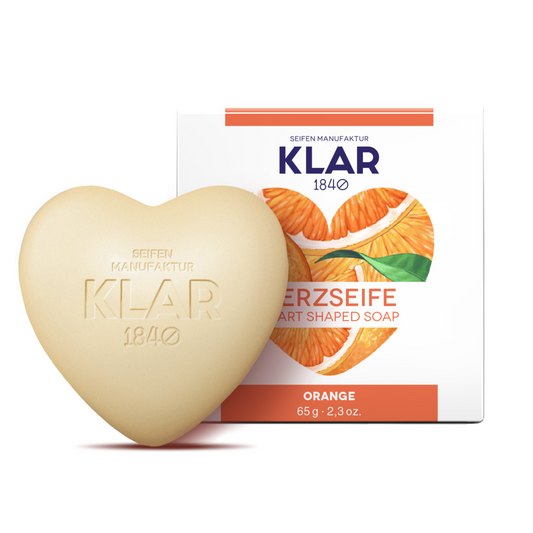 Herzseife Orange 65g, palmölfrei Klar Seifen
