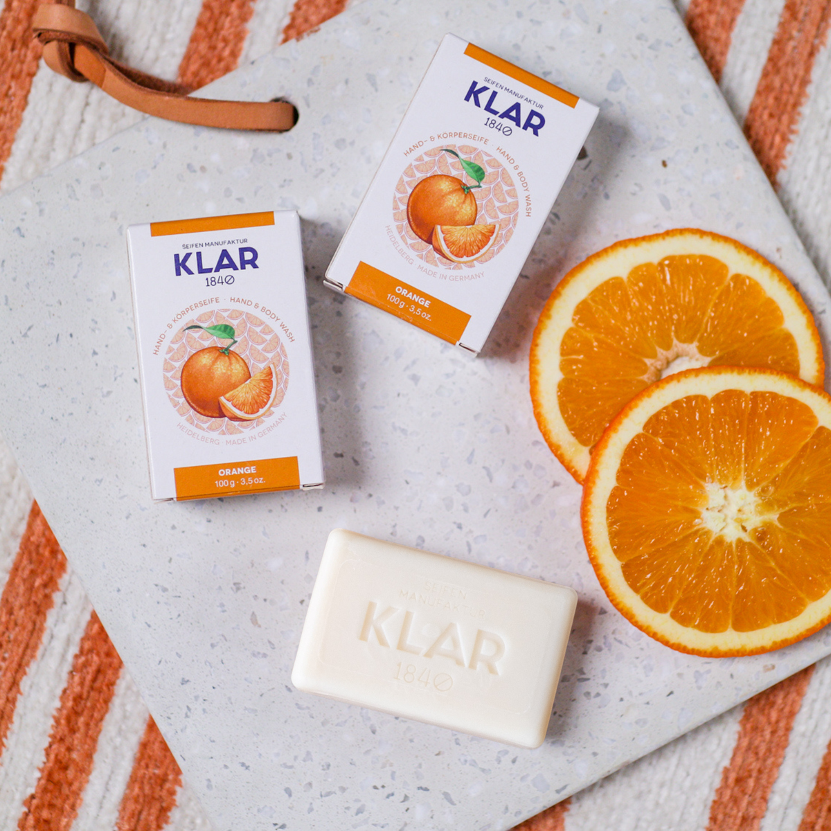 Orangenseife 100g, palmölfrei Klar Seifen