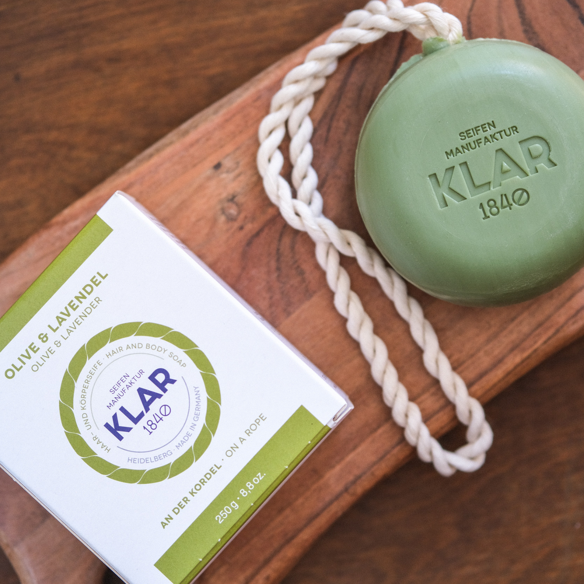 Haar- & Körperseife Olive/Lavendel 250g, Cosmos zertifiziert, palmölfrei Klar Seifen
