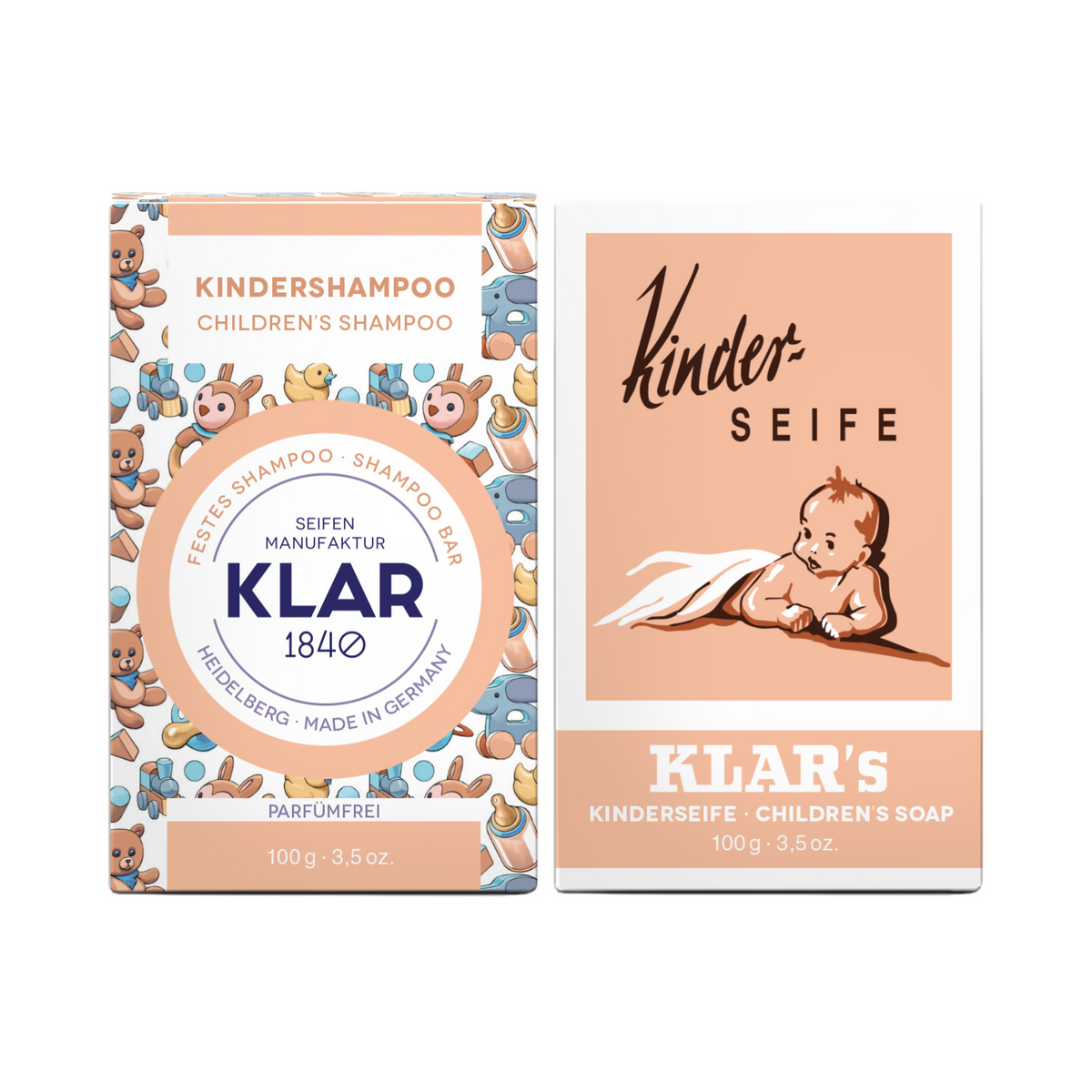 Set: Festes Shampoo & Seife für Kinder, parfümfrei Klar Seifen