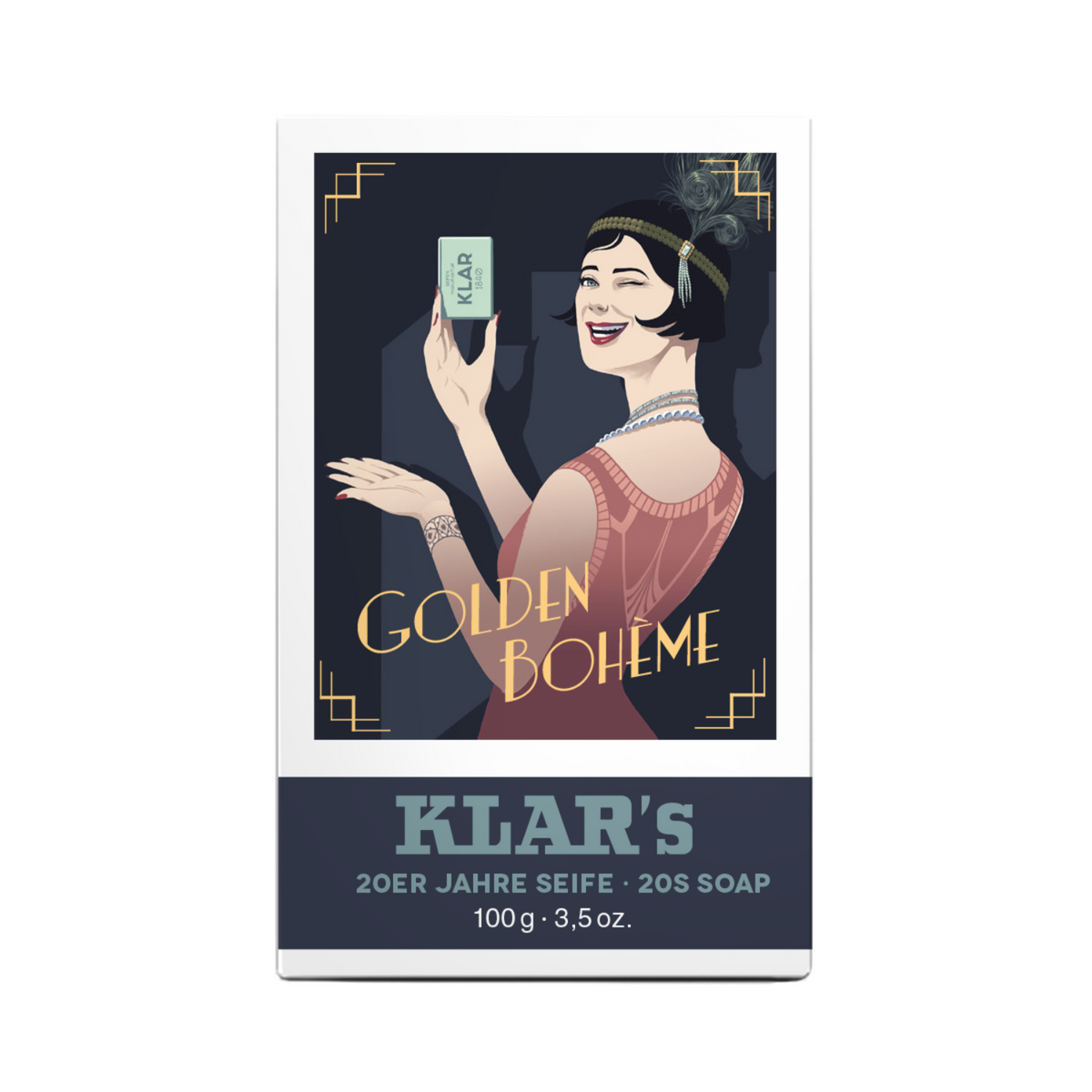 20er Retro Seife Golden Bohème 100g, Cosmos zertifiziert, palmölfrei Klar Seifen