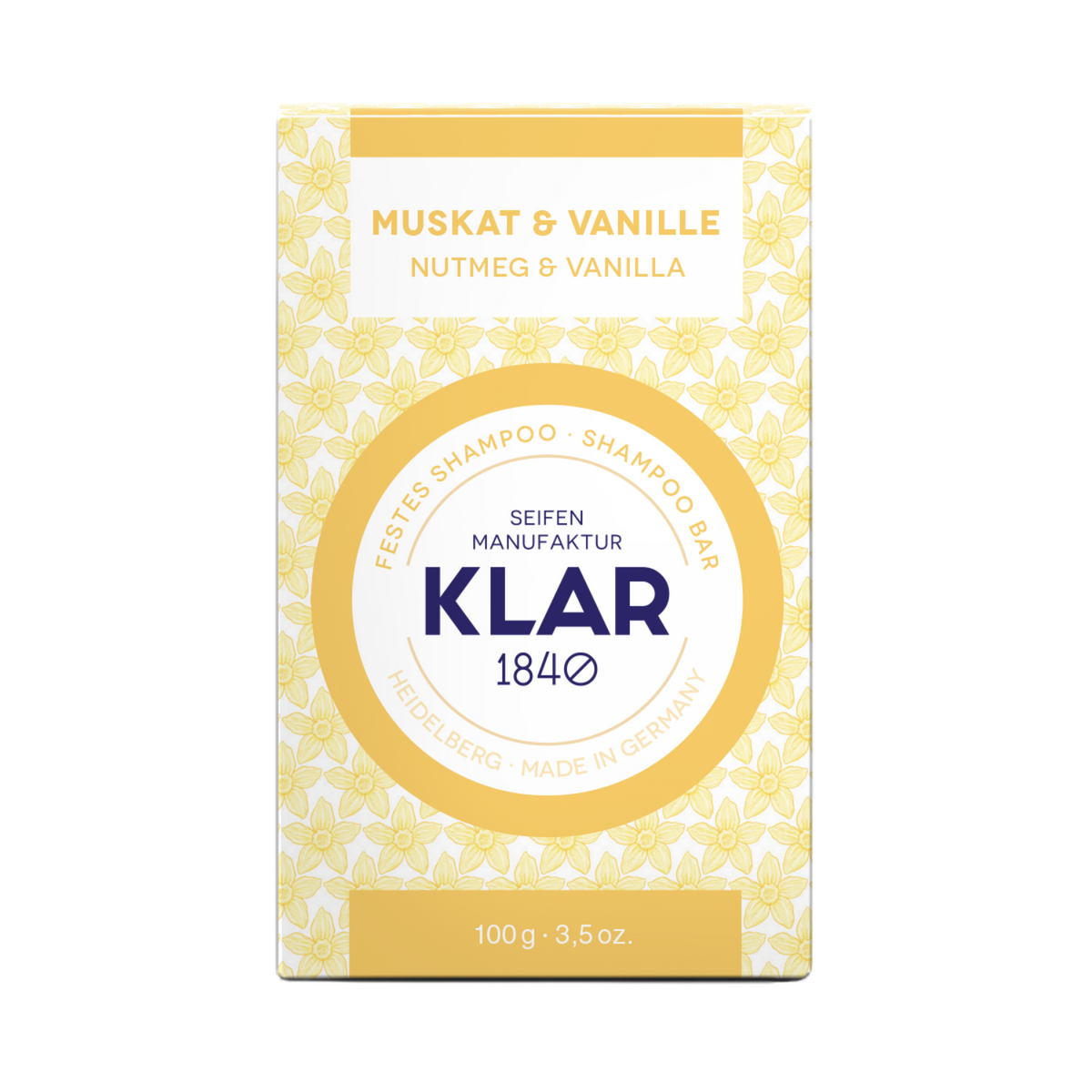 festes Shampoo Muskat & Vanille 100g (für normales Haar) Klar Seifen