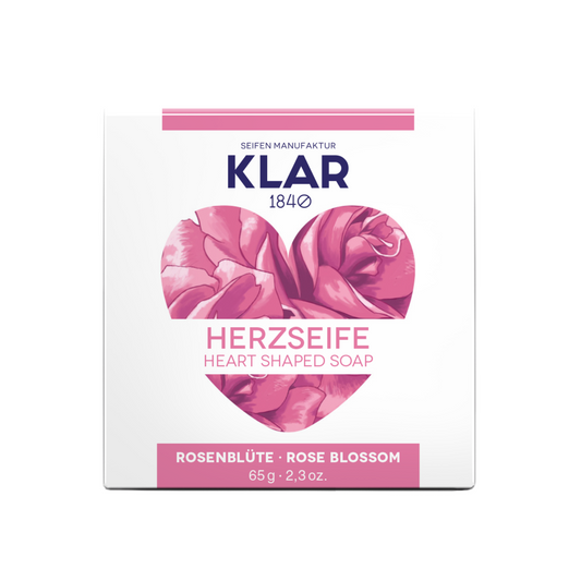 Herzseife Rosenblüte 65g, Cosmos zertifiziert, palmölfrei Klar Seifen