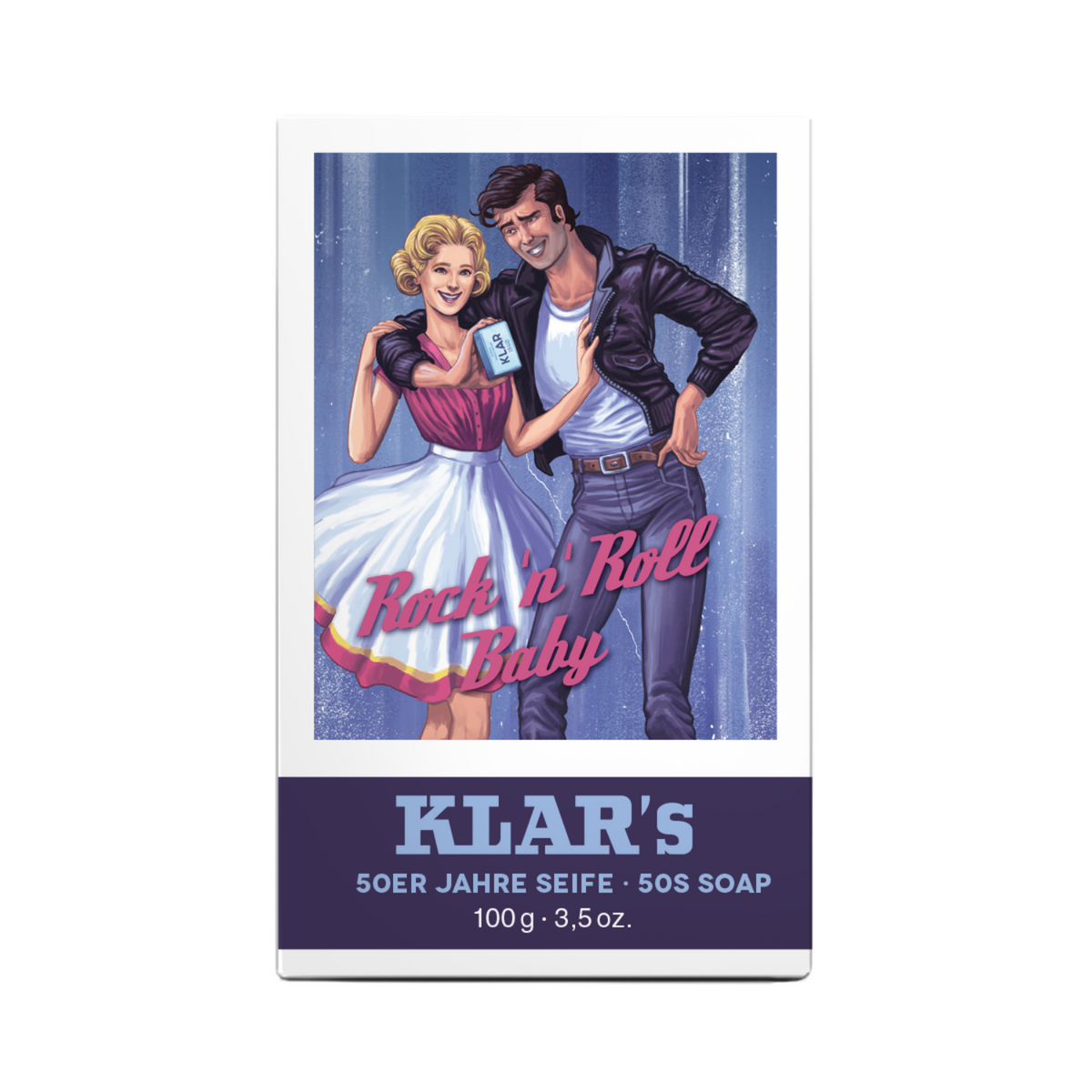 50er Retro Seife Rock'n'Roll 100g, Cosmos zertifiziert, palmölfrei Klar Seifen