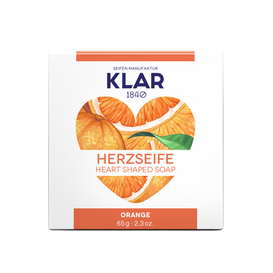 Herzseife Orange 65g, palmölfrei Klar Seifen