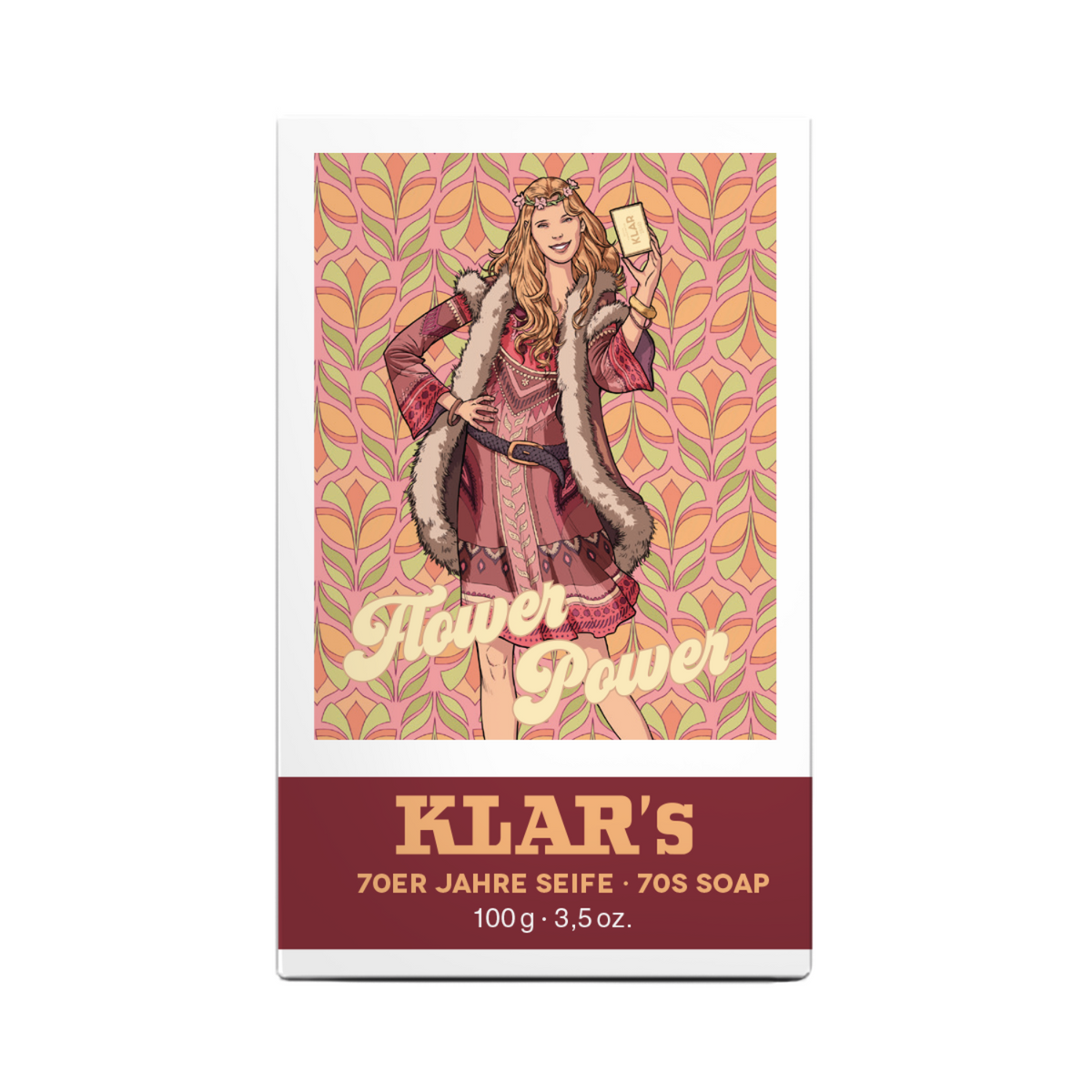 70er Retro Seife Flower Power 100g, Cosmos zertifiziert, palmölfrei Klar Seifen