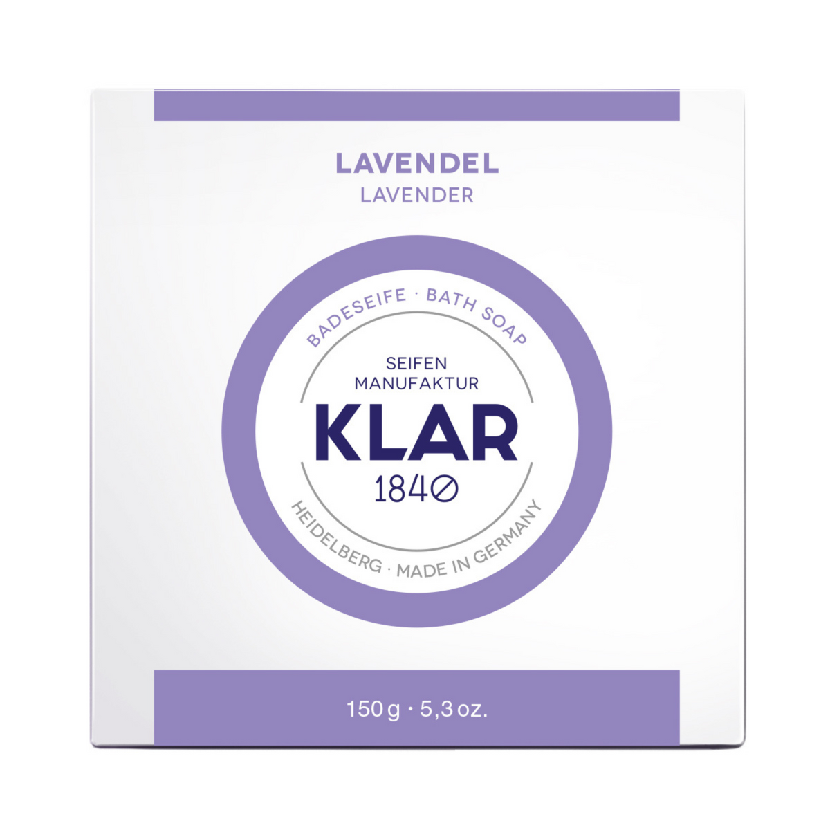 Badeseife Lavendel 150g, Cosmos zertifiziert, palmölfrei Klar Seifen