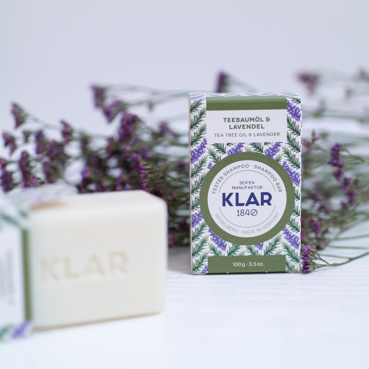 festes Shampoo Teebaumöl & Lavendel 100g (gegen Schuppen) Klar Seifen