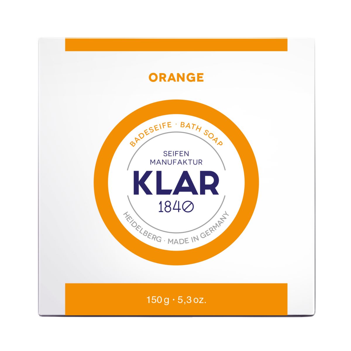Badeseife Orange 150g, Cosmos zertifiziert, palmölfrei Klar Seifen