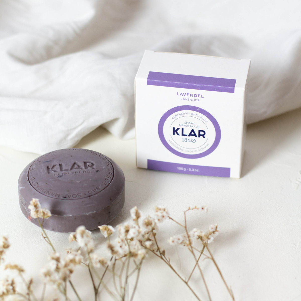 Badeseife Lavendel 150g, Cosmos zertifiziert, palmölfrei Klar Seifen