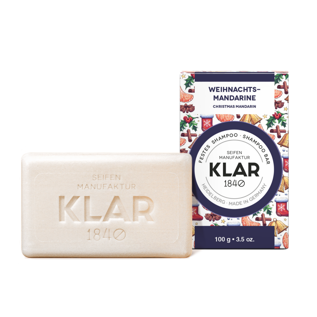 Festes Shampoo Weihnachtsmandarine 100g Klar Seifen