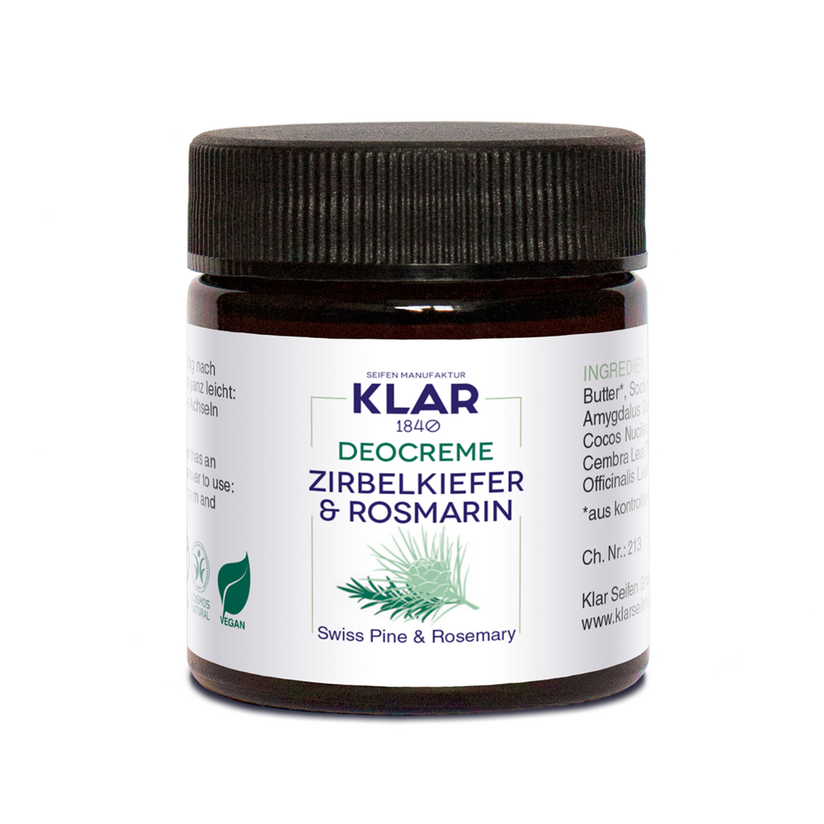 Deocreme Zirbelkiefer & Rosmarin, 30ml Klar Seifen