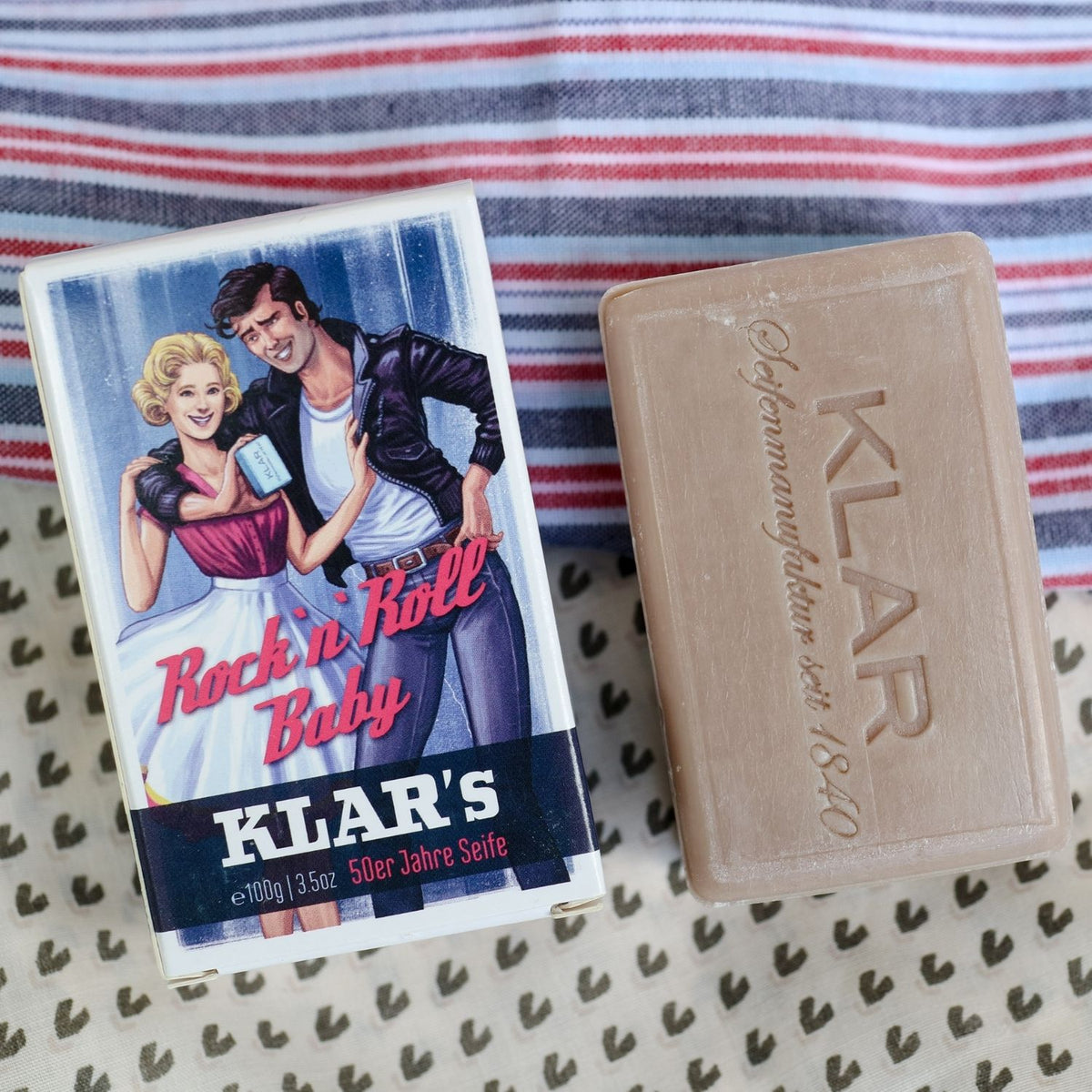 50er Retro Seife Rock'n'Roll 100g, Cosmos zertifiziert, palmölfrei Klar Seifen