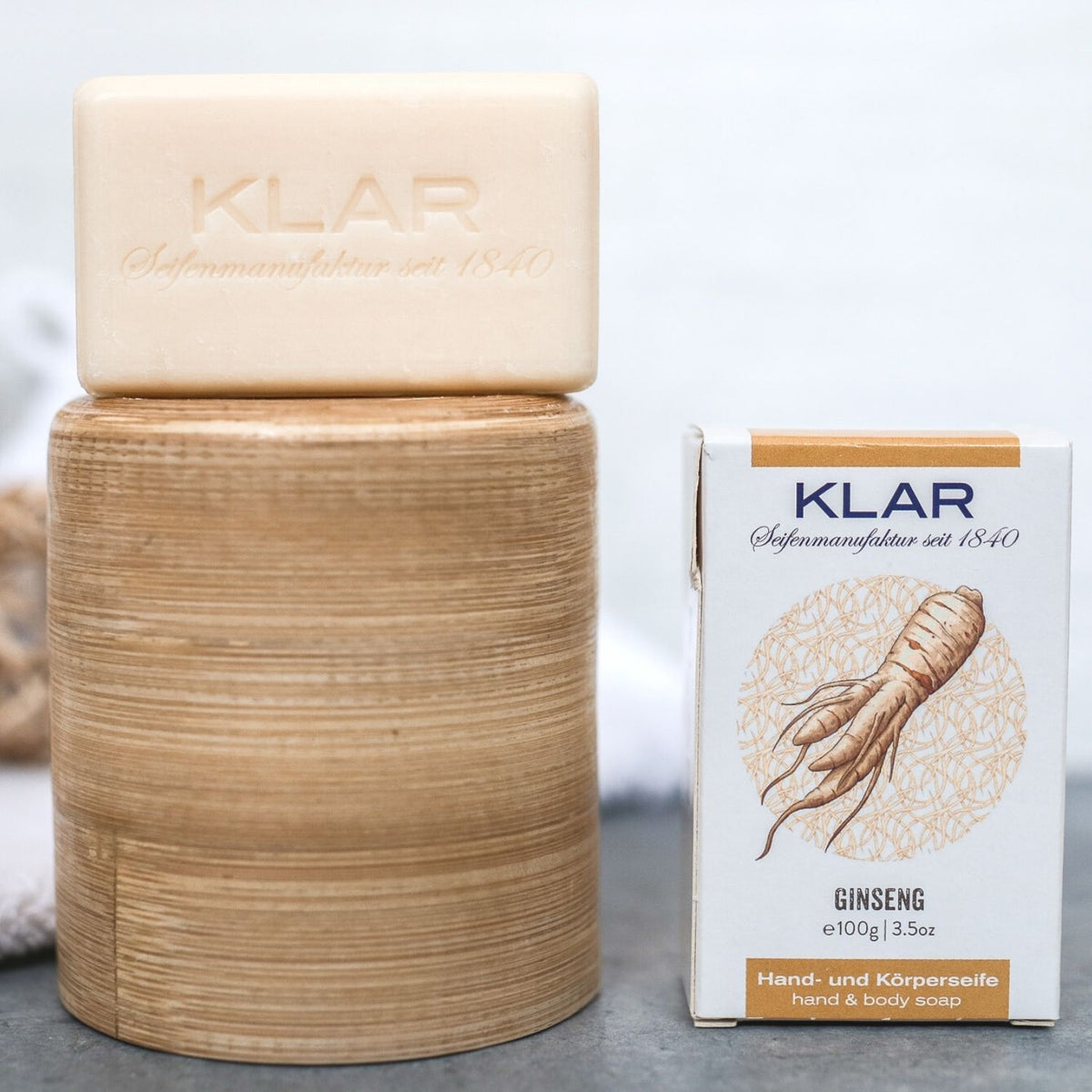 Ginsengseife 100g, Cosmos zertifiziert, palmölfrei Klar Seifen