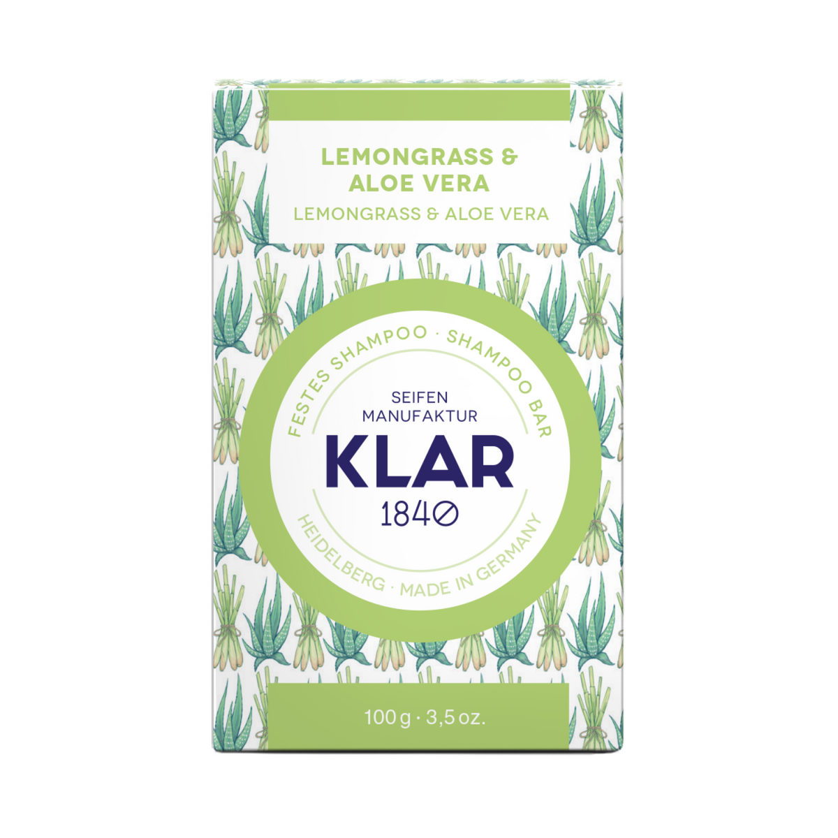 festes Shampoo Lemongrass & Aloe Vera 100g (für fettiges Haar) Klar Seifen