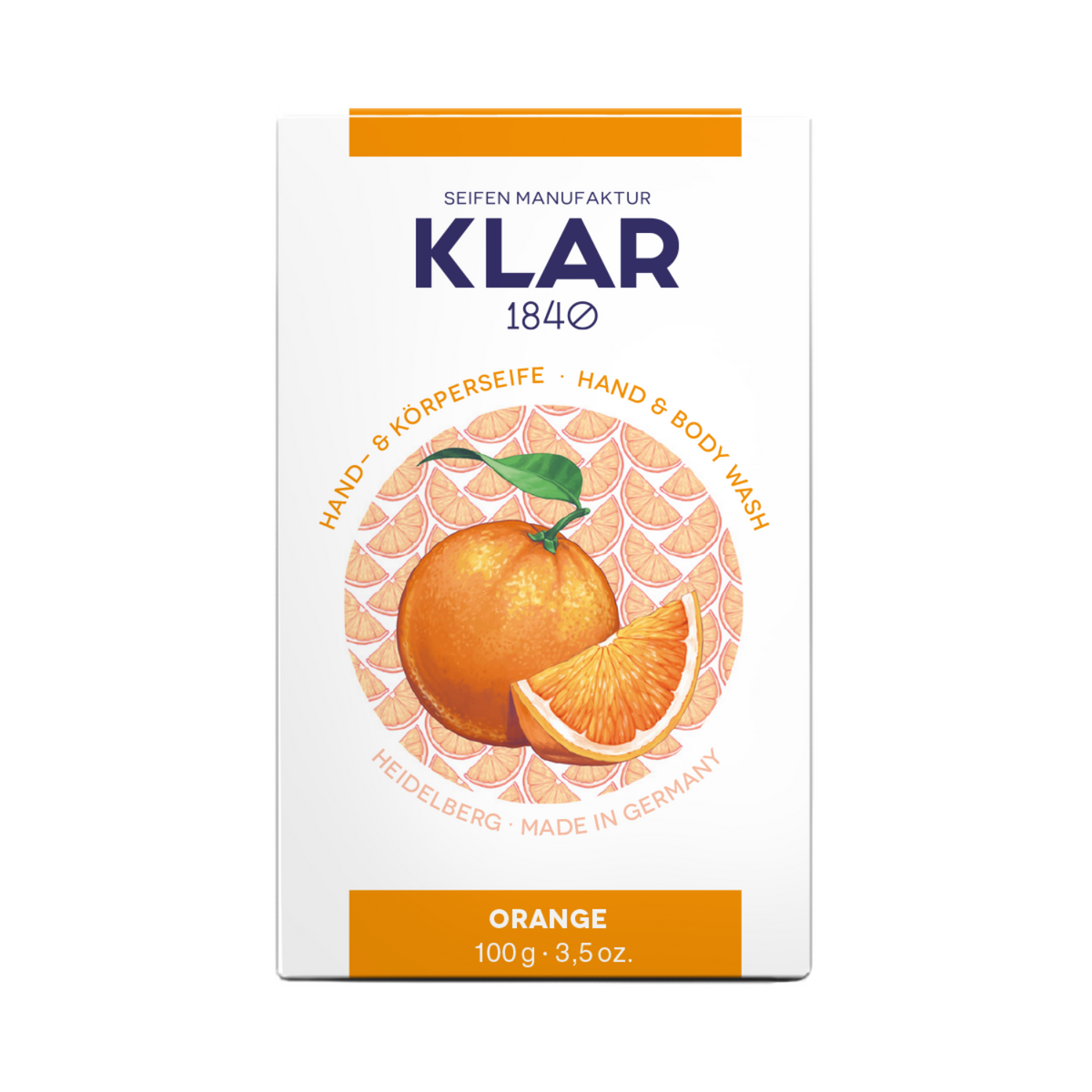 Orangenseife 100g, palmölfrei Klar Seifen